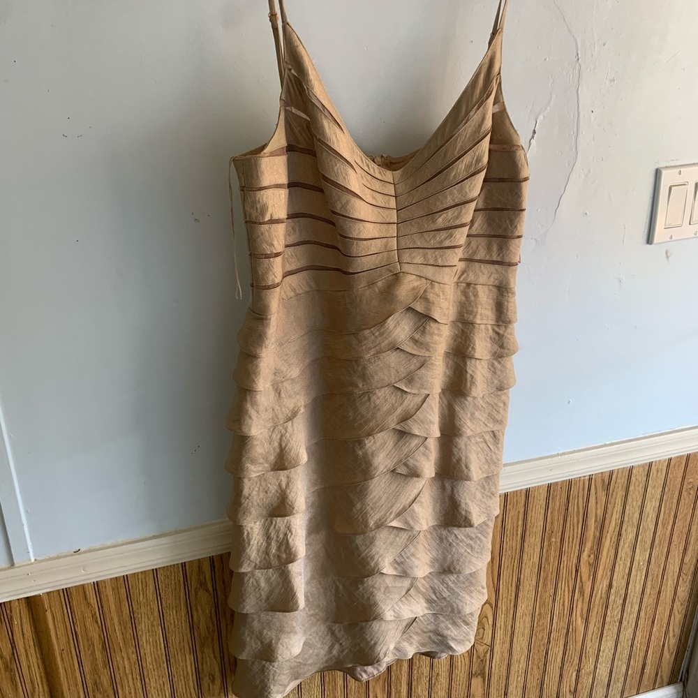 Elegant Tan Sleeveless Dress